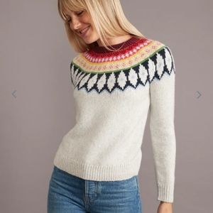 Marine layer ML x LF Alpine Fairisle Sweater in Light Heather Grey